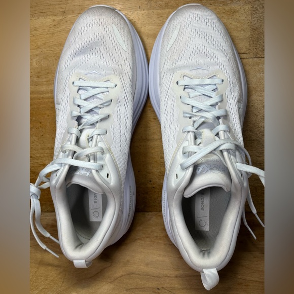 Hoka One One Bondi 8 REFLECTIVE Mens Size 10 Running Shoes Sneakers White - Picture 7 of 12